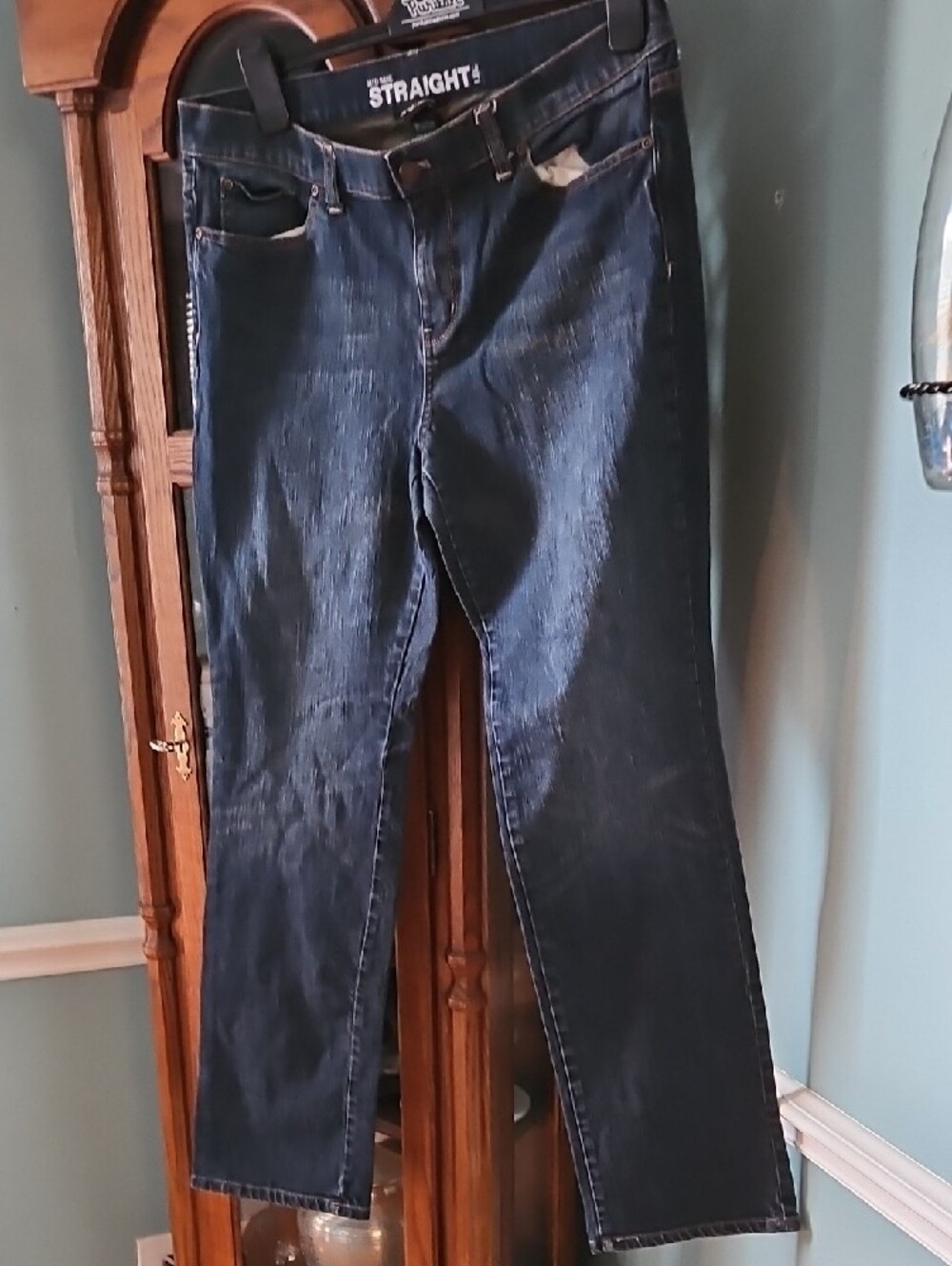 Blue/White Peasant Blouse Studio West & New York & Co Jeans - Picture 7 of 11